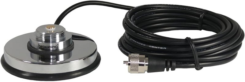 Browning Tram- BR-1030-UHF 3-5/8-In. NMO Magnet Mount with Rubber Boot and Preinstalled UHF PL-259 Connector, Chrome - Image 1