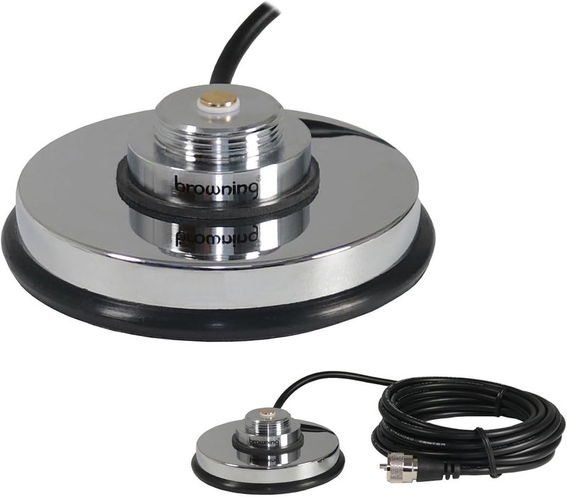 Browning Tram- BR-1030-UHF 3-5/8-In. NMO Magnet Mount with Rubber Boot and Preinstalled UHF PL-259 Connector, Chrome - Image 2