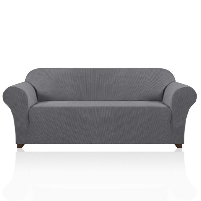 STRETCH SOFA COVER SLIPCOVER COUCH COVERS FOR 3 CUSHION COUCH FURNITURE PROTECTOR SOFA COVERS WITH NON SLIP ELASTIC BOTTOM DOGS PET FRIENDLY FITTED SOFA GREY