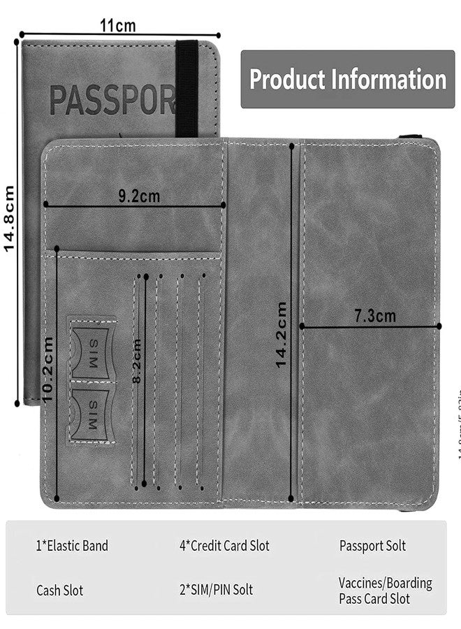 FOXIGON حافظة جواز سفر ومحفظة سفر من فوكسيجون مزودة بتقنية حجب RFID | غطاء جواز سفر من الجلد الصناعي، منظم مستندات للرجال والنساء، حقيبة سفر دولية - رمادي (14.8 × 11 سم، قطعة واحدة) - Image 2