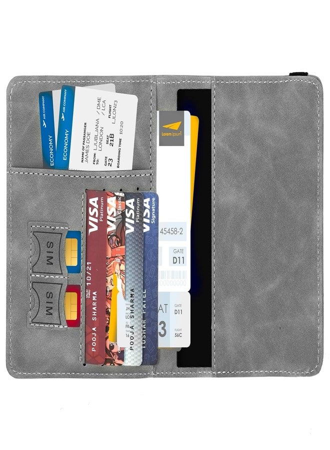 FOXIGON حافظة جواز سفر ومحفظة سفر من فوكسيجون مزودة بتقنية حجب RFID | غطاء جواز سفر من الجلد الصناعي، منظم مستندات للرجال والنساء، حقيبة سفر دولية - رمادي (14.8 × 11 سم، قطعة واحدة) - Image 5