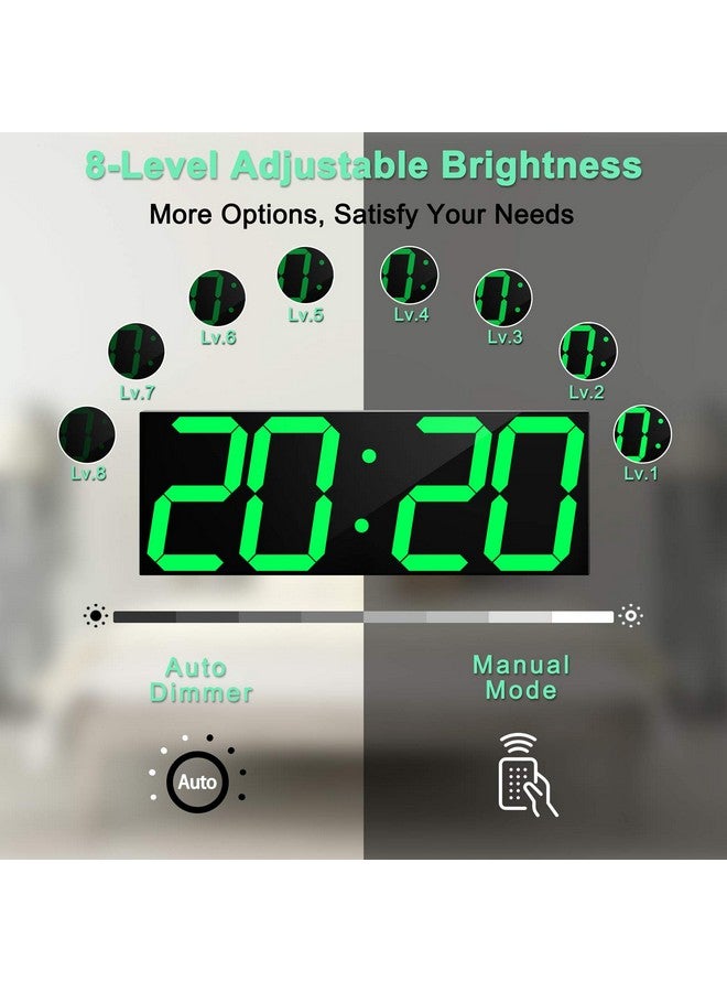 CHkosda CHKOSDA LED Large Digital Wall Clock, Oversize Wall Clock with 6” Numbers, Remote Control Count up/Countdown Timer Clock, Auto Dimmer, Big Calendar and Thermometer(Green)  - Image 3