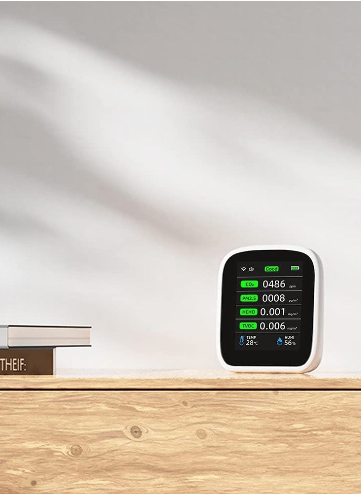 SYOSI - Air Quality Monitor Indoor, Quality Monitor Detects Carbon Dioxide, 8 in1 Home Air Quality Tester, Smart Home for Indoor Air Quality Test, for Home, Car, Free Smart Life App - Image 1