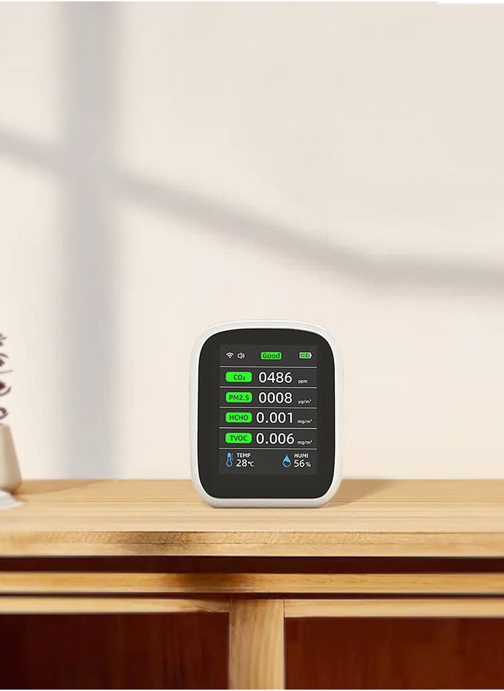SYOSI - Air Quality Monitor Indoor, Quality Monitor Detects Carbon Dioxide, 8 in1 Home Air Quality Tester, Smart Home for Indoor Air Quality Test, for Home, Car, Free Smart Life App - Image 1