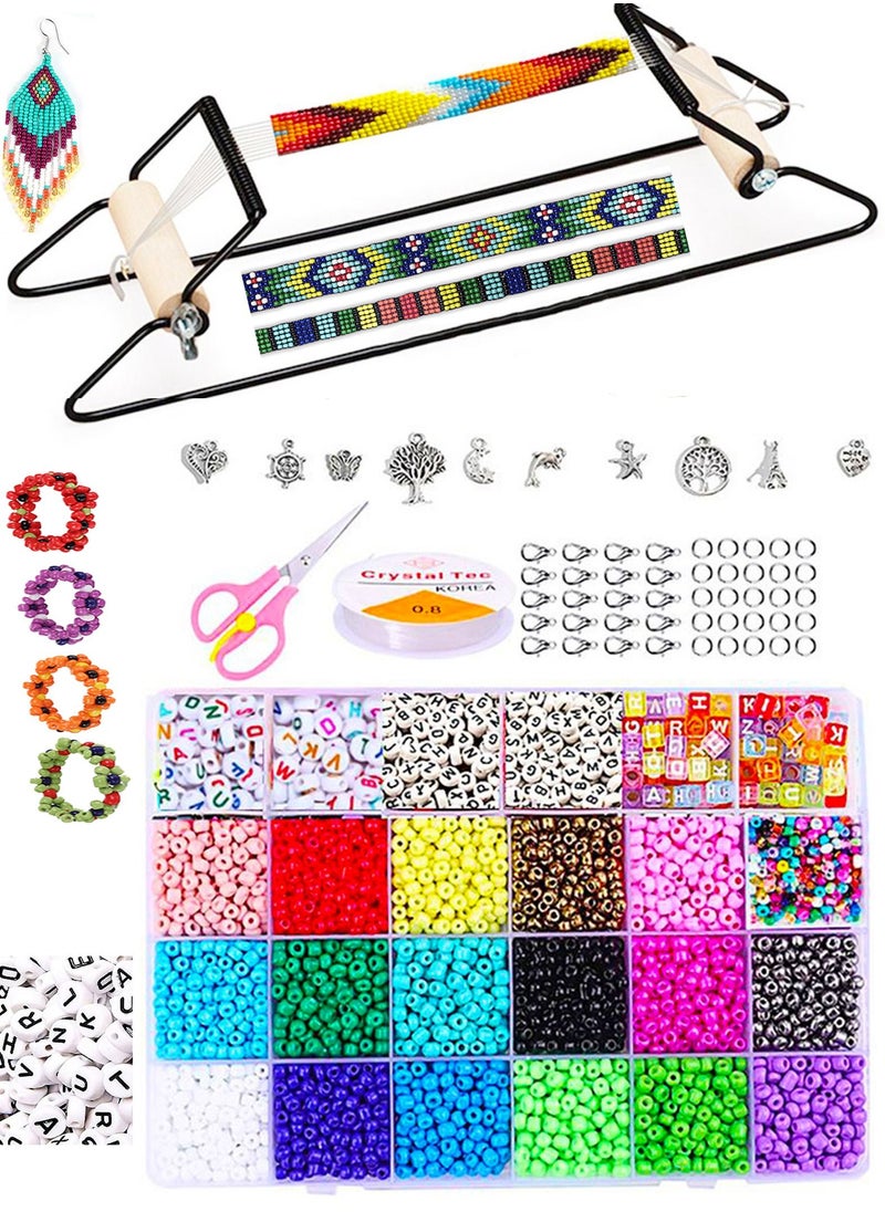 Mountain Gems Frame Bead Loom Kit for Beaded Bracelets Earrings Belts Making Includes Seed Beads  - Image 1
