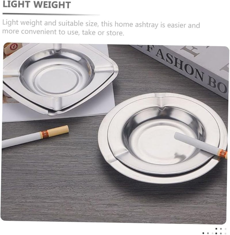 Stainless Steel Cigar Ashtray 2 Pack Unique Retro Design for Indoor Outdoor Home Office - Image 3