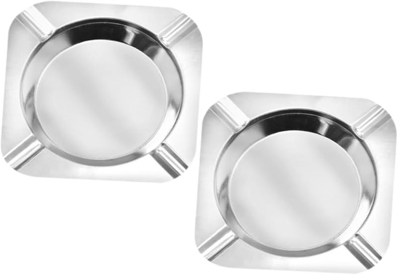 Stainless Steel Cigar Ashtray 2 Pack Unique Retro Design for Indoor Outdoor Home Office - Image 2