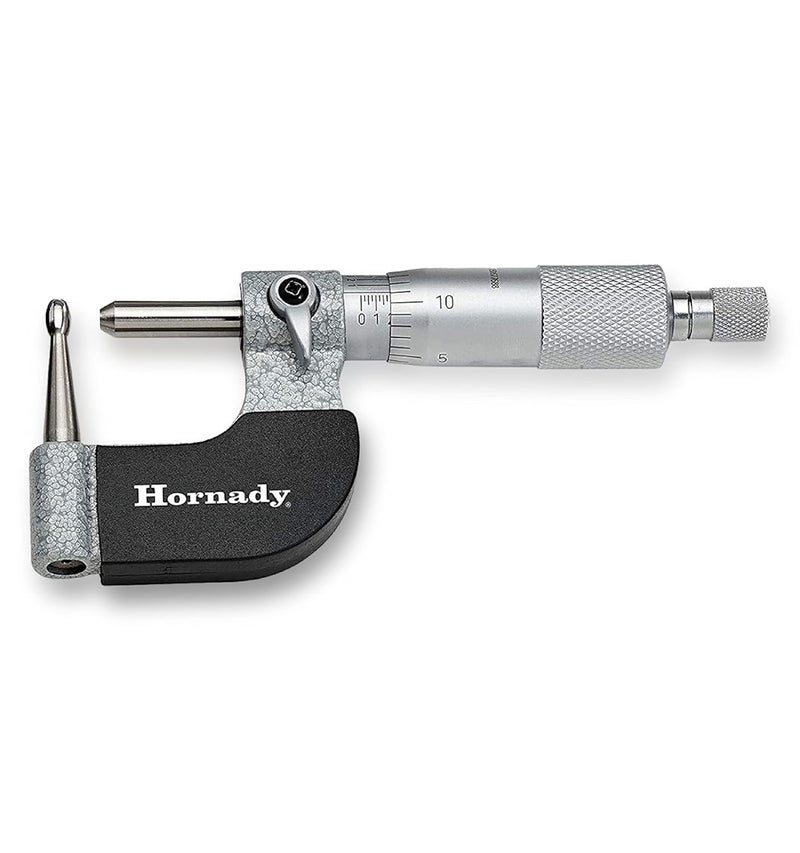 Hornady Vernier Ball Micrometer 050059 - Reloading Equipment for Measuring Case Neck Thickness Up to 1 Inch Range & 0.0001 Inch Accuracy-Ball Micrometer with Ratchet Stop, Spindle Lock, & Storage Case - Image 1