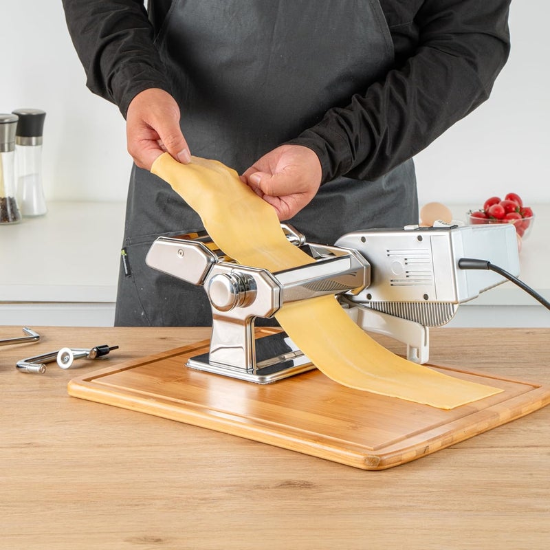 Restaurantware صانع المعكرونة الكهربائي 1 قطعة 14.6 × 9.4 × 5.7 بوصة آلة المعكرونة الأوتوماتيكية ورولر التاجليريني مع محرك، فضي - Image 5