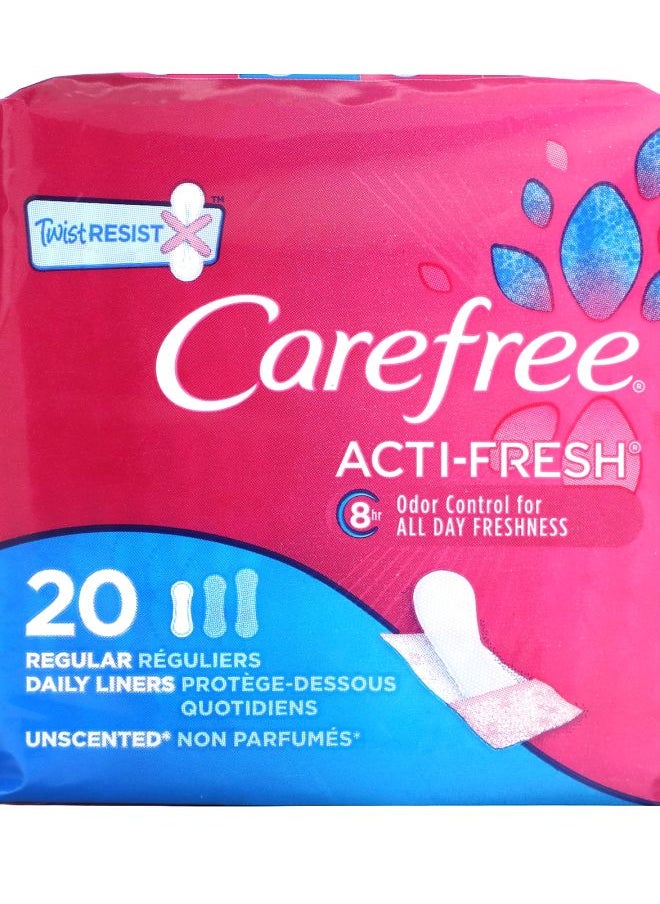Carefree Acti-Fresh Daily Liners Regular Unscented 20 Liners 