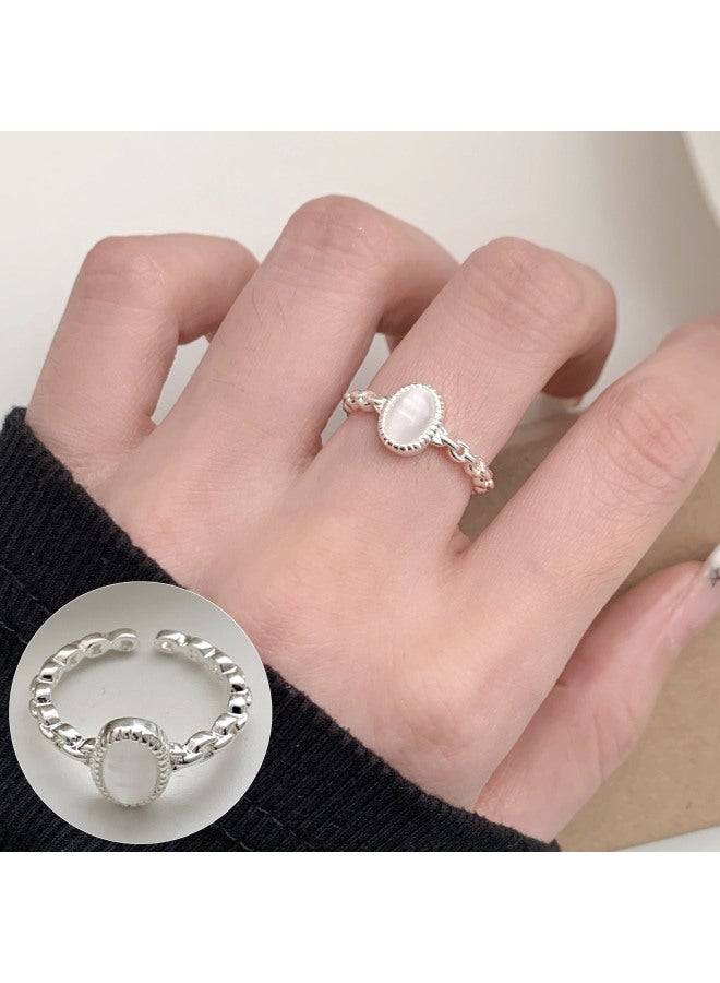 Korean And S925 Silver-plated Lava Ring For Women, Vintage Fashion, Unique Texture, Open Ring, Index Finger Ring, Trendy