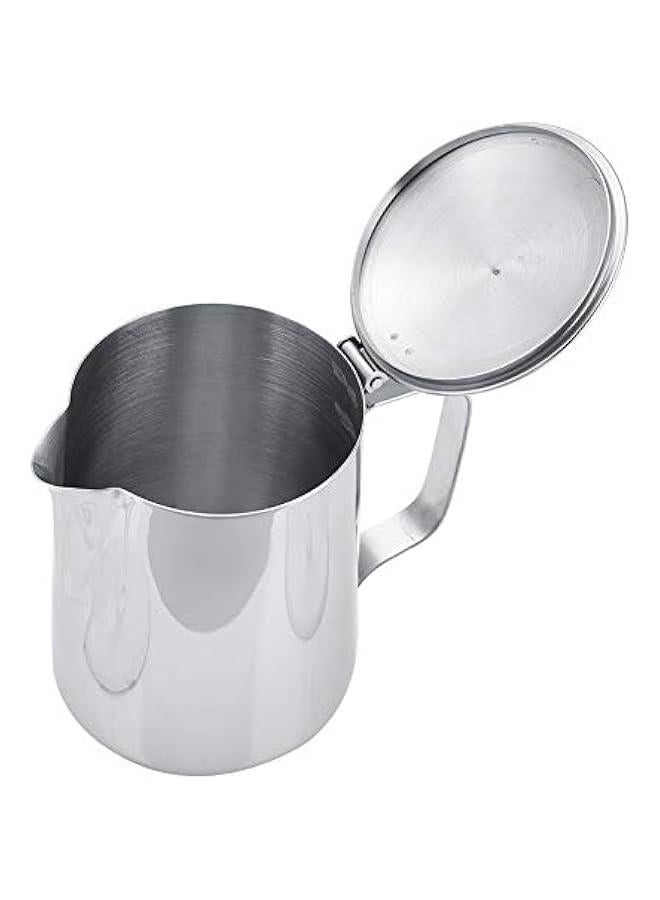 Stainless Steel Milk Frothing Pitcher, Stainless Steel Coffee Cup Mug Milk Frothing Pitcher Jug with Lid for Latte Coffee Art for Office Kitchen with handle(600ml) - Image 3