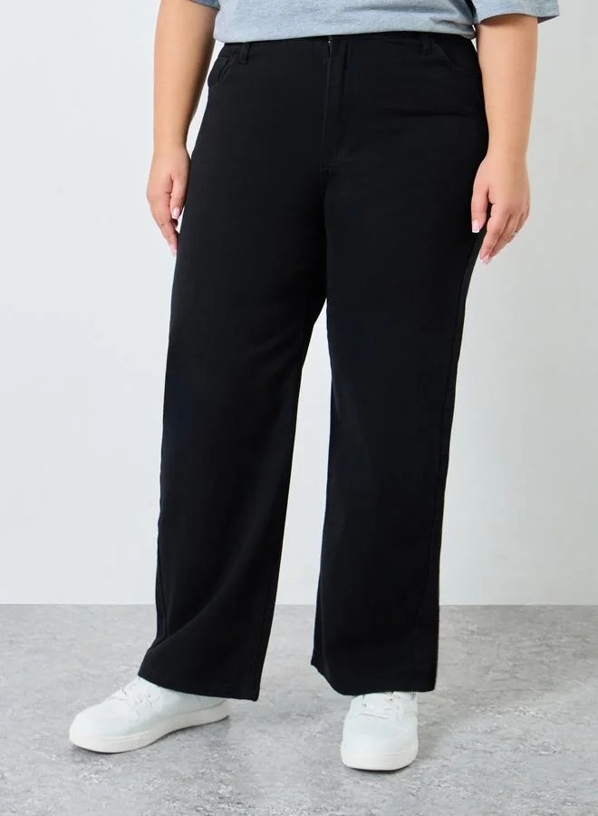 Styli Styli Plus Black Straight Leg Jeans