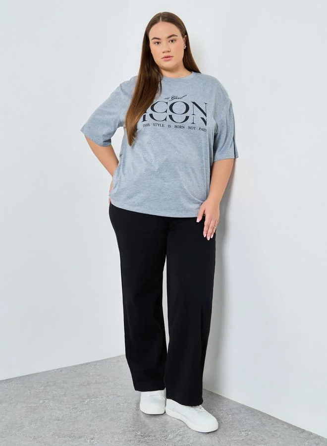 Styli Styli Plus Black Straight Leg Jeans
