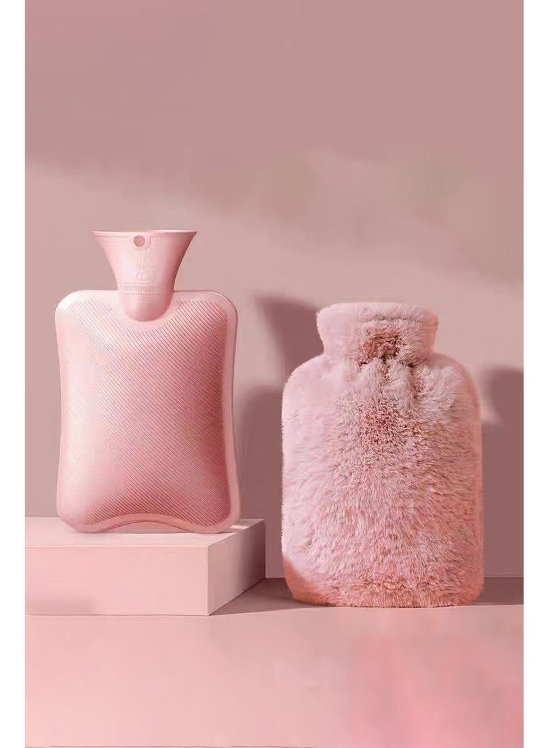 Hot Water Bag, Hot pack for Pain Relief, Hot Water Bottle, Cold and Hot Pack with velvet cover, pink color,one pc per pack - Image 1