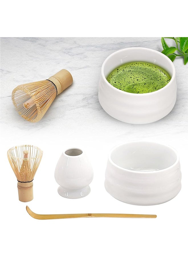 DUNISO 4Pcs Matcha Tea Set, Matcha Ceremony Accessory - Matcha Ceramic Bowl Holder, Traditional Scoop, The Perfect Set to Prepare a Traditional Cup of Matcha (Bamboo)  - Image 1