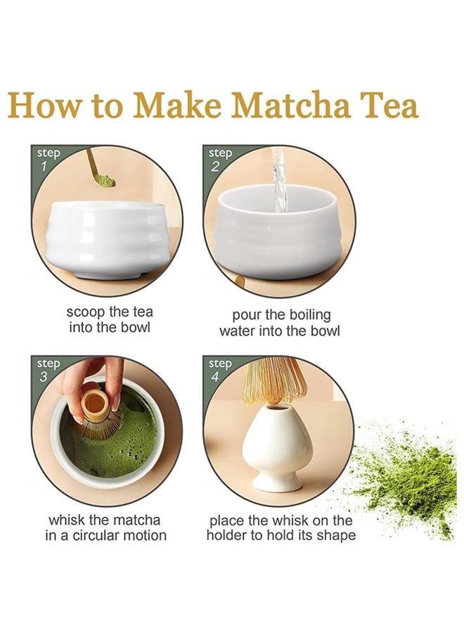 DUNISO 4Pcs Matcha Tea Set, Matcha Ceremony Accessory - Matcha Ceramic Bowl Holder, Traditional Scoop, The Perfect Set to Prepare a Traditional Cup of Matcha (Bamboo)  - Image 4