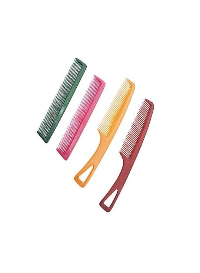 LooKat Professional Hair Detangling Combs Set, 4 Pack Multicolor Plastic Wide-Tooth Styling Combs with Handle - Image 1