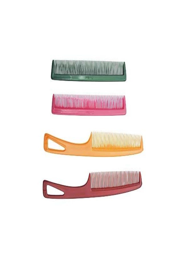 LooKat Professional Hair Detangling Combs Set, 4 Pack Multicolor Plastic Wide-Tooth Styling Combs with Handle - Image 2