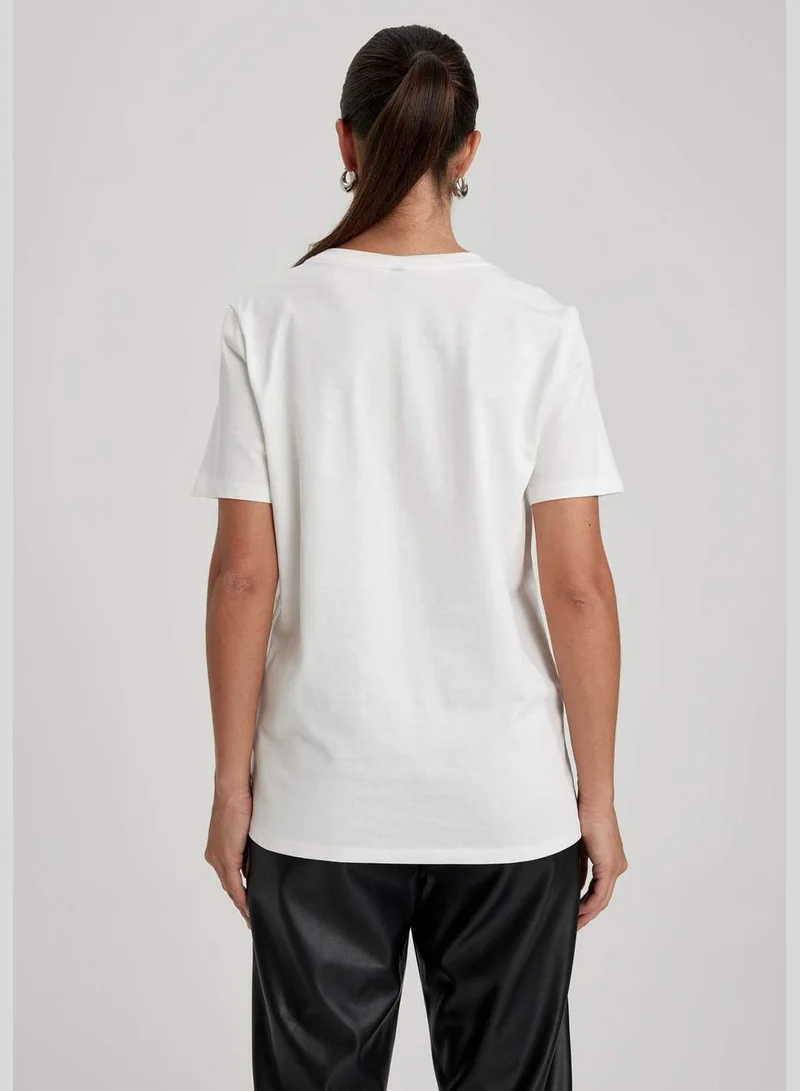 DeFacto Woman Crew Neck Knitted Short Sleeve T-Shirt
