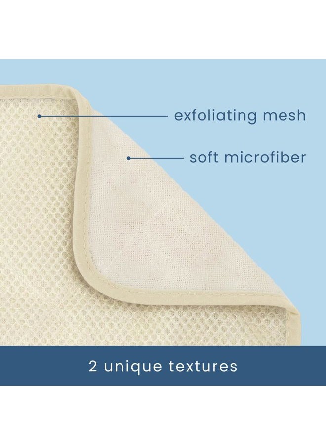 S&T INC. Dual Sided Exfoliating Wash Cloths, 9.9 Inch x 9.9 Inch, Cream, 3 Pack - Image 2
