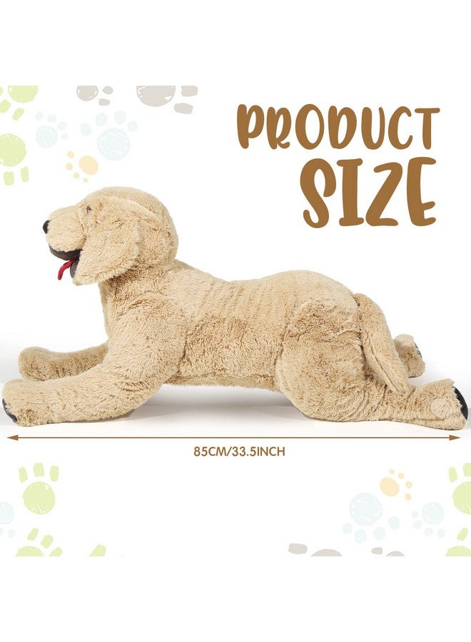 Geosar Giant Dog Stuffed Animals Fluffy Labrador Large Stuffed Dog Hugging Toy Big Cuddly Plush Body Pillow Gifts For Adult Kids, Pets Birthday Party Christmas Thanksgiving, Gold(85 Cm/ 33.5 Inch) - Image 3