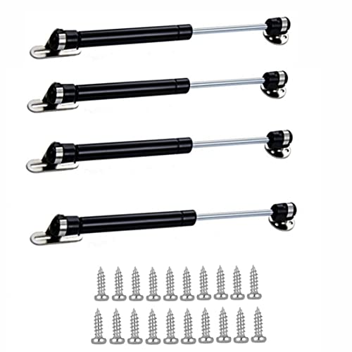 GDQLCNXB 20N44 lb Gas Strut Cabinet Hinge Safety Lift Support Gas Struts Soft Open Lid Hinge for Cabinet Toy Box 6 inch Length Black 4Pcs - Image 1