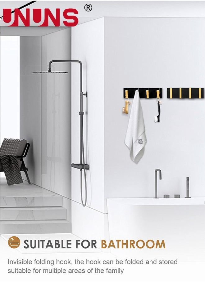 UNUNS - Coat Hooks,1 Pack Folding Rack Hooks Wall Mount,Space Saving Retractable Coat Wall Hooks,Bathroom Hooks,Door Robe Hooks,With 4 Invisible Hooks,Home Storage Hooks For Balcony Kitchen Bathroom - Image 1