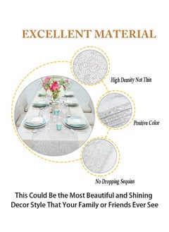 ShinyBeauty ShinyBeauty Sequin Table Runner 12" x 108" Silver Sequin Tablecloth Wholesale Sequin Table Runners (Silver)  - Image 4