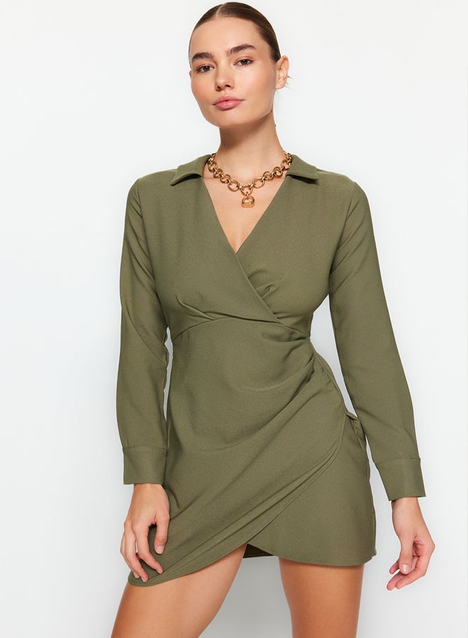 trendyol Khaki Double Breasted Woven Dress - Image 2
