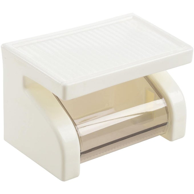 WATERPROOF TISSUE PAPER ROLL HOLDER WITH PHONE SHELF TISSUE PAPER BOX COVER HOLDER FOR BATHROOM ACCESSORIES WALL MOUNTED MEDIUM PLASTIC WHITE PACK OF 1