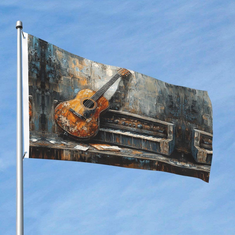 Personalized Guitar Bass Music Flag 2x3 Ft Double Sided Heavy Duty Outdoor Banner with Grommets - Image 2
