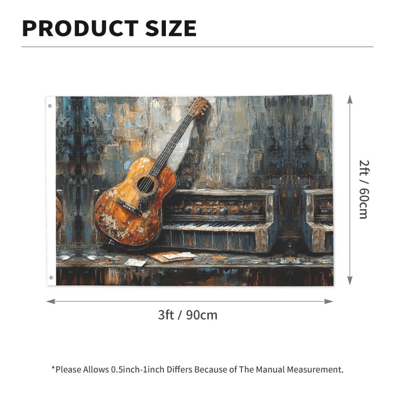 Personalized Guitar Bass Music Flag 2x3 Ft Double Sided Heavy Duty Outdoor Banner with Grommets - Image 3