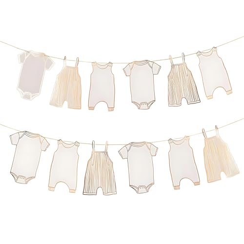 ELEFOCUS Neutral Baby Shower Bunting 12Pcs Banner for New Baby Party Decor Gold - Image 1