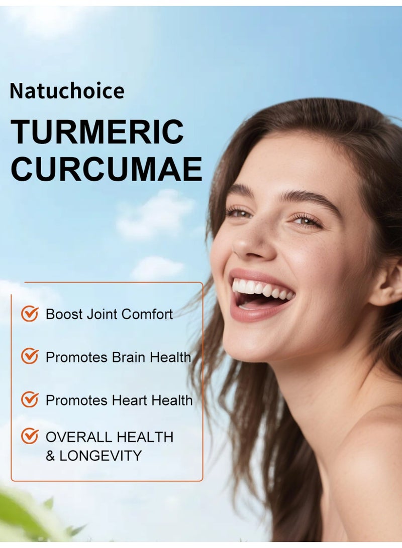 Natuchoice High-Potency Turmeric Curcumae & Ginger Capsules | 95% Curcuminoids + Black Pepper | Antioxidant, Joint Comfort, Heart Health, Brain Support, Immune Boost | 60 Vegan Capsules | Natuchoice - Image 5