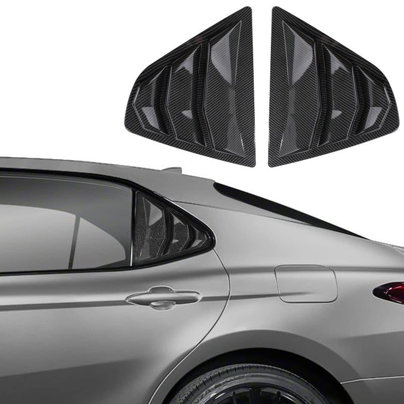ملحقات CKE متوافقة مع تويوتا كامري 2024 2023 2022 2021 2020 2019 2018 ستائر نوافذ خلفية جانبية فتحات تهوية غطاء تريم ستائر بتصميم ألياف الكربون لا تناسب 2025