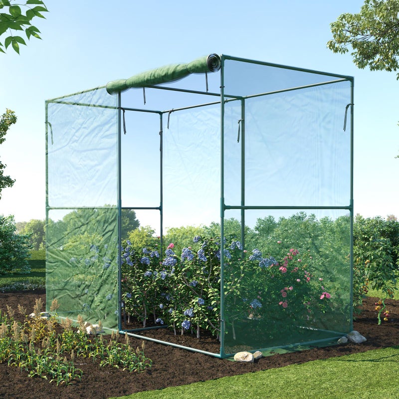 Aoodor 8x4x6 FT Crop Cage, Plant Protection Tent with Heavy Duty Steel Frame and Zippered Doors, Green Netting Cover for Garden, Lawn, Yard - Image 1