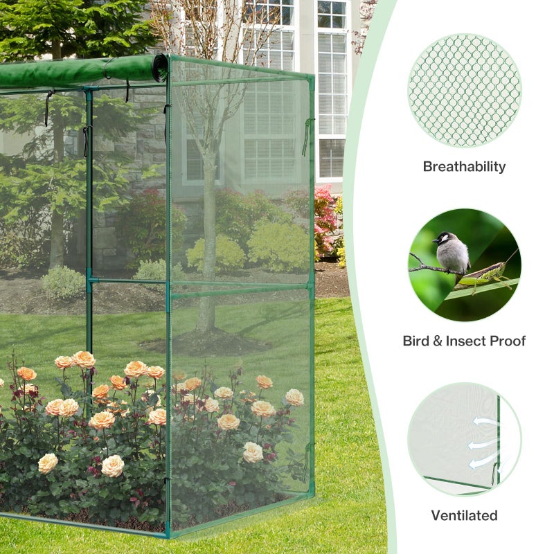 Aoodor 8x4x6 FT Crop Cage, Plant Protection Tent with Heavy Duty Steel Frame and Zippered Doors, Green Netting Cover for Garden, Lawn, Yard - Image 5