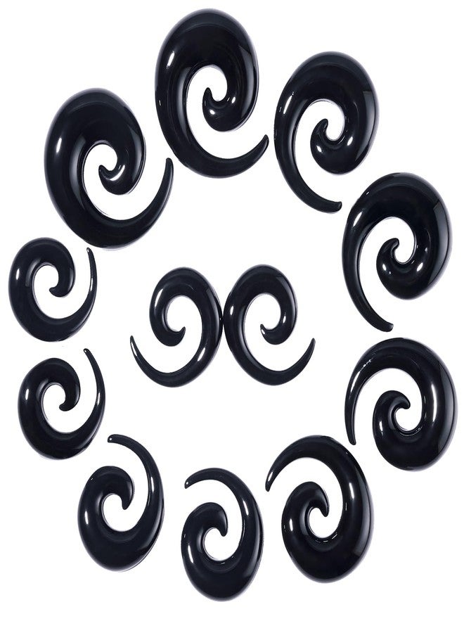 Qmcandy 12pcs Big Gauges Spiral Ear Stretching Kit 00G-20mm Large Acrylic Spiral Set, Black - Image 1