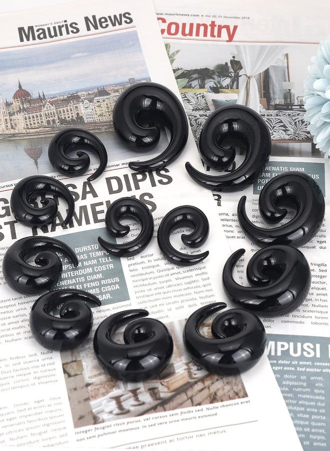 Qmcandy 12pcs Big Gauges Spiral Ear Stretching Kit 00G-20mm Large Acrylic Spiral Set, Black - Image 3