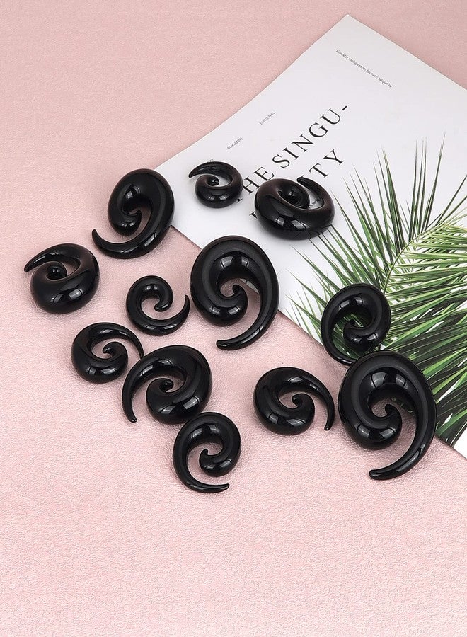 Qmcandy 12pcs Big Gauges Spiral Ear Stretching Kit 00G-20mm Large Acrylic Spiral Set, Black - Image 4