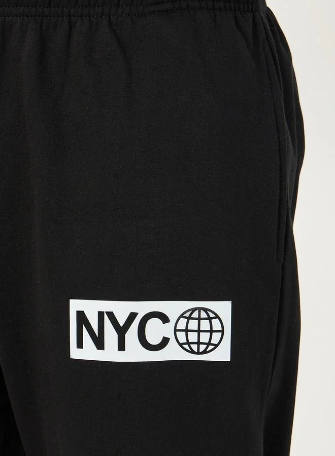 ستايلي Graphic Print Cotton Rich Fleece Relaxed Fit Joggers