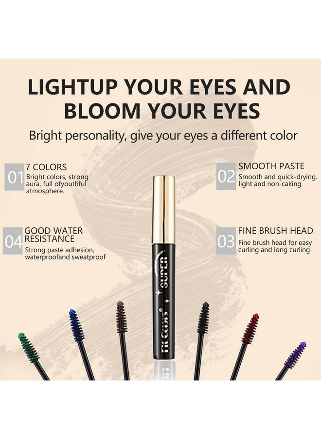 Joyeee Colored Mascara, 7 Colors Colorful Mascara Set, Waterproof and Smudgeproof Longlasting Mascara for Eyelashes, Cruelty Free Vegan Eye Makeup(Black Brown Blue Purple Green White Pink) - Image 2