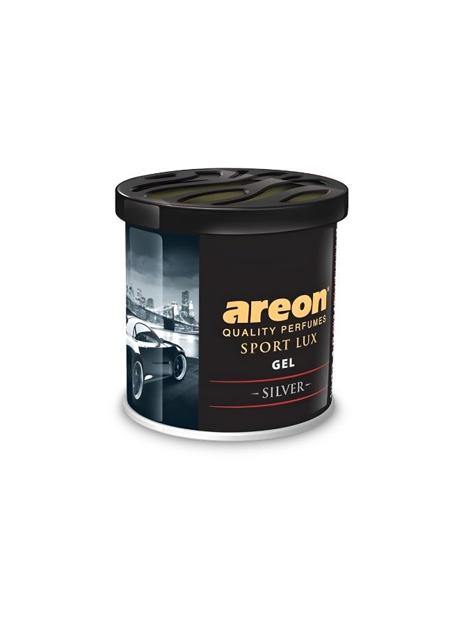 AREON Sport Lux Gel Silver Car Air Freshener Can 80g | Long Lasting Gel Car Perfume with Adjustable Lid | Dashboard & Cup Holder Use - Image 2