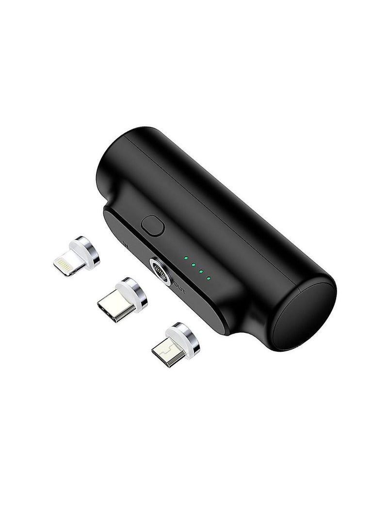 Raxoom New Portable  Mini Universal Portable Charger Wireless Power Bank 3000mAh Compatible with Micro Lightning Type c Connector Ultra Compact Portable Charger Battery Pack Compatible with Most Phones Blac - Image 1