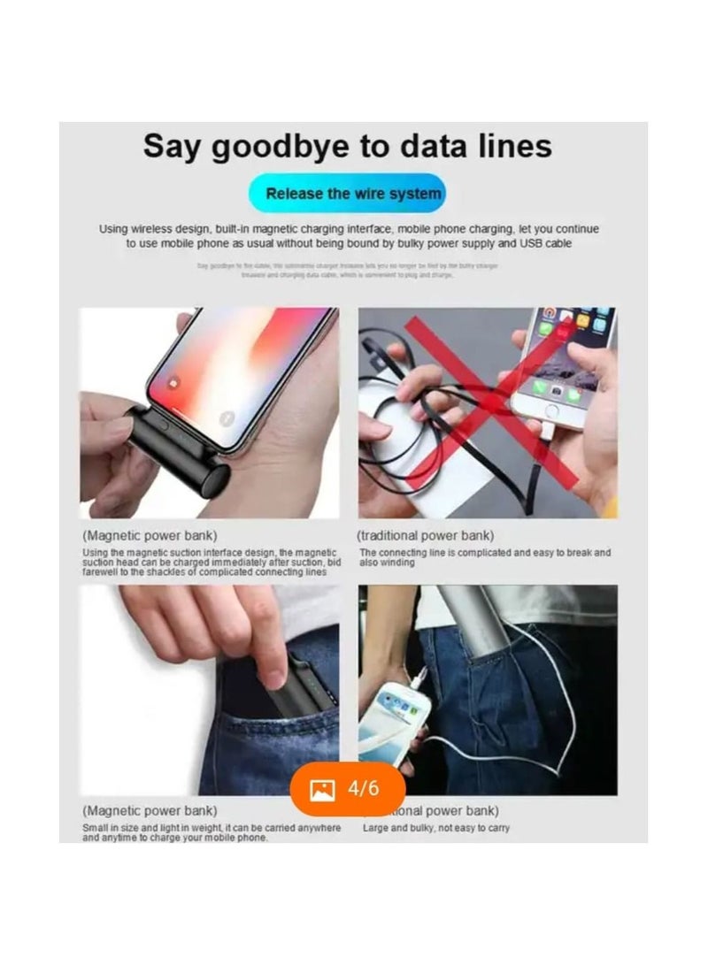 Raxoom New Portable  Mini Universal Portable Charger Wireless Power Bank 3000mAh Compatible with Micro Lightning Type c Connector Ultra Compact Portable Charger Battery Pack Compatible with Most Phones Blac - Image 5
