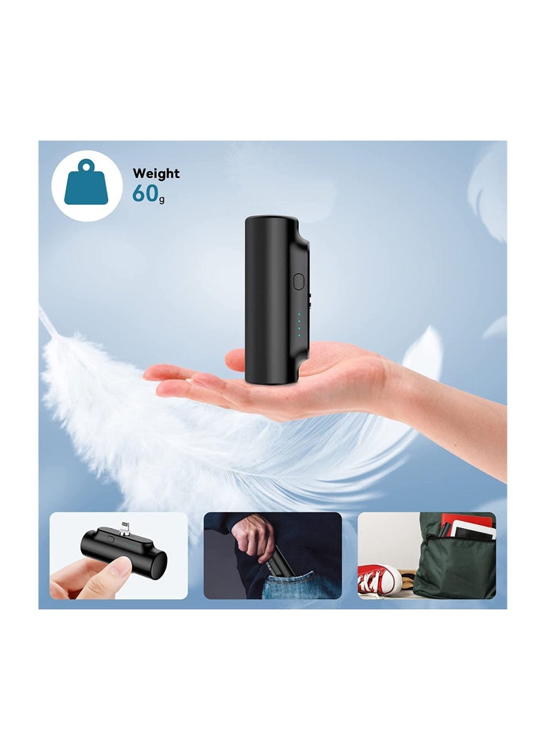 Raxoom New Portable  Mini Universal Portable Charger Wireless Power Bank 3000mAh Compatible with Micro Lightning Type c Connector Ultra Compact Portable Charger Battery Pack Compatible with Most Phones Blac - Image 2