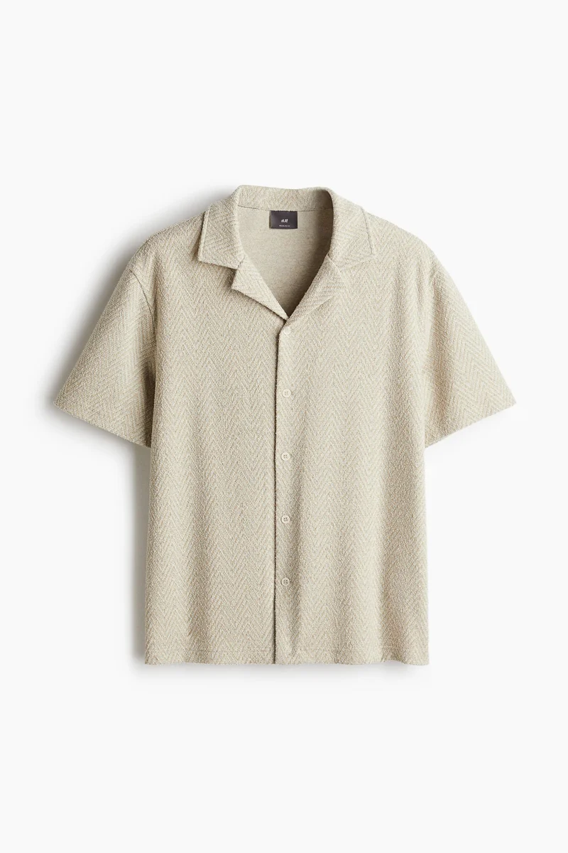 H&M Regular Fit Herringbone-weave resort shirt
