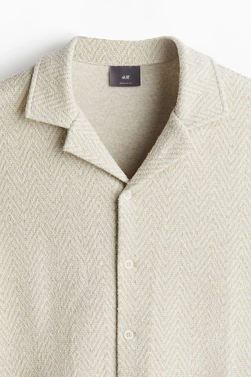 H&M Regular Fit Herringbone-weave resort shirt