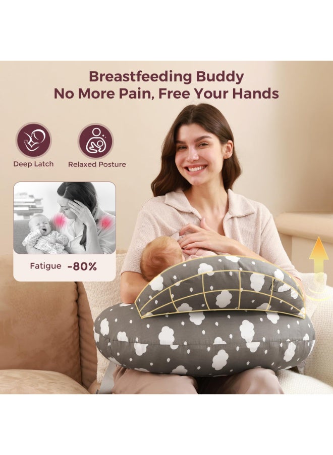 Flushrenic Breastfeeding pillow, for breastfeeding - pioneering safety fence - Wider feeding pillow, providing more support for mom and baby - Easier breastfeeding and free hands - Suitable for everyone, detachable cotton cover - Image 4